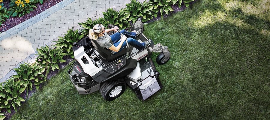 zero turn mower in yard